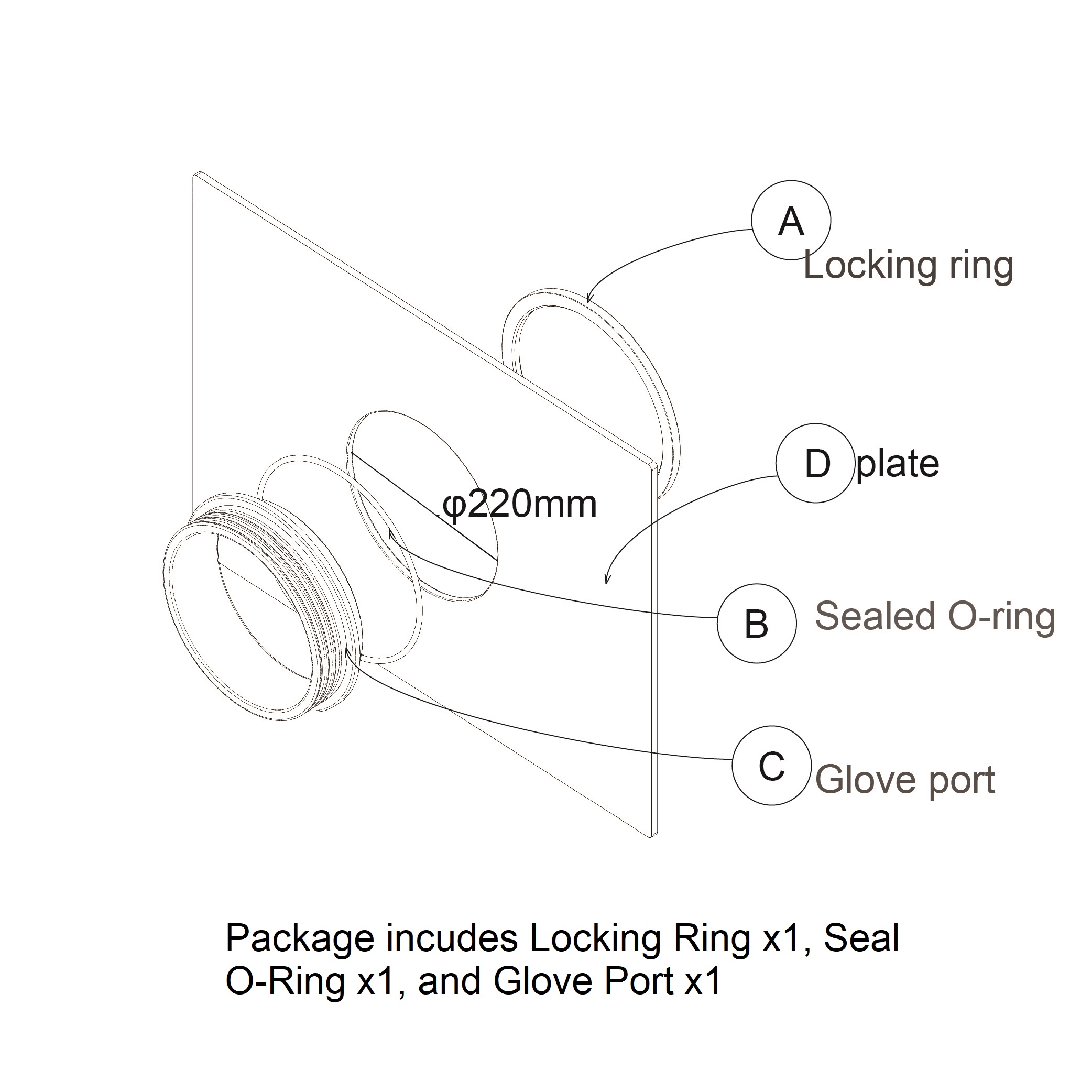 Aluminum Allow Glovebox Glove Ports Butyl Glove,Neoprene Glove,CSM